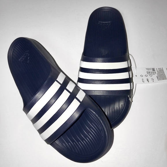 navy adidas slides